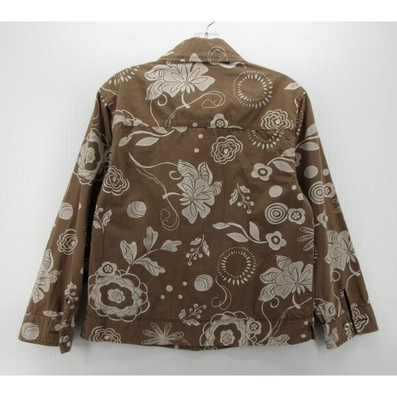 Fresh Produce Top Small Button Down Shacket Floral Pockets Cotton - Picture 7 of 10